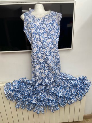 281. Vestido Flamenca Azul y Blanco
