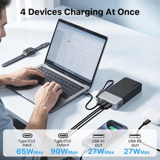 NOBIS PowerBank 20000mAh 90W 4 Ptos 2USB-C 2USB-A