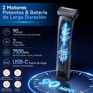 KENSEN Afeitadora Corporal Doble Cabezal Gris
