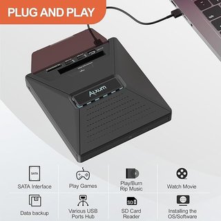 Alxum Lector DVD Externo PC USB-C SATA SD MicroSD