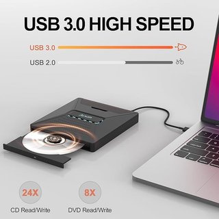 Alxum Lector DVD Externo PC USB-C SATA SD MicroSD