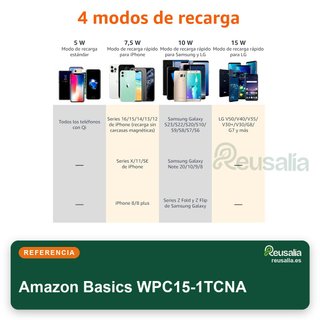 Amazon Basics base carga inalámbrica 15W Qi