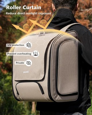 PECUTE mochila gato XL Hasta 7Kg burbuja Caqui