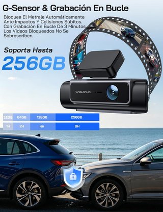 WOLFANG WD07 Dashcam 4K 4 Canales 3.39'' 3Cam WiFi