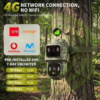 LEMNOI SD810 Cámara 4G 2K Solar 360° PTZ 2 Lentes