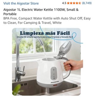 Hervidor Eléctrico Aigostar 1L Blanco