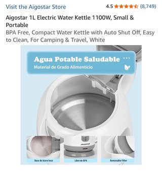 Hervidor Eléctrico Aigostar 1L Blanco