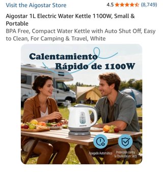 Hervidor Eléctrico Aigostar 1L Blanco