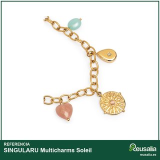 SINGULARU Multicharms Soleil collar acero baño oro