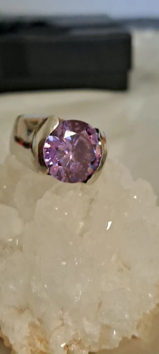 Anello Argento Massiccio Quarzo Rosa