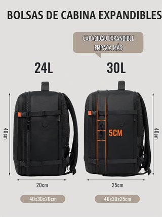 YANKONY Mochila 40x30x20 Expandible 30L Antirrobo