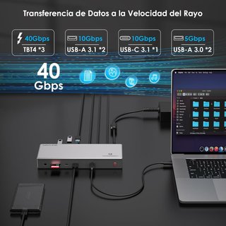 WAVLINK UTD43PRO Docking Station TB4 98W 8K 12en1