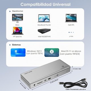 WAVLINK UTD43PRO Docking Station TB4 98W 8K 12en1