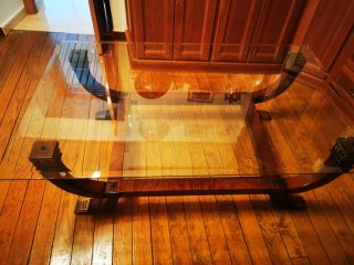Mesa de centro cristal y madera