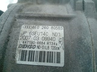 COMPRESOR AIRE ACONDICIONADO AUDI A4 BERLINA (8E) 2.0 TDI 16V (103kW)