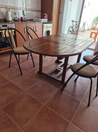 Mesa de teka extensible