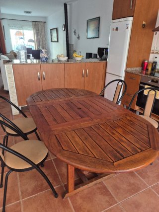 Mesa de teka extensible