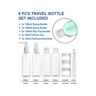 Neceser transparente 8 botellas viaje 100ml