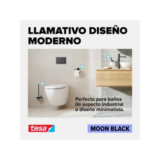 tesa MOON BLACK perchero toallas baño autoadhesivo