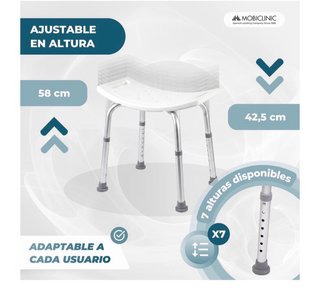 Taburete de Baño Ajustable Plata y Blanco