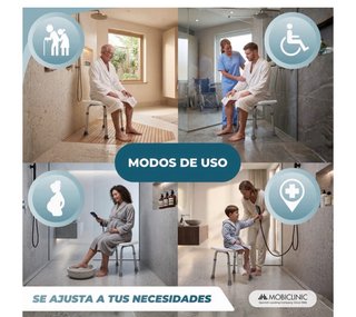 Taburete de Baño Ajustable Plata y Blanco