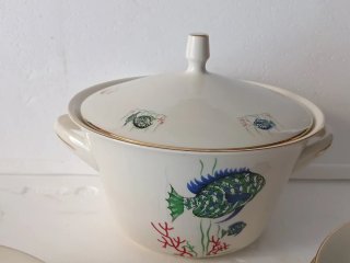 Servizio piatti porcellana vintage pesci