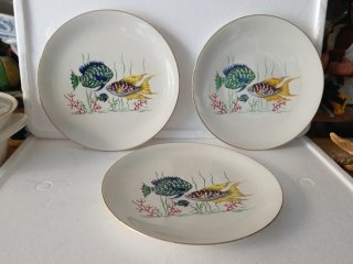 Servizio piatti porcellana vintage pesci