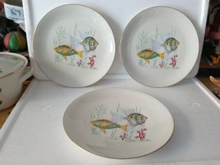 Servizio piatti porcellana vintage pesci
