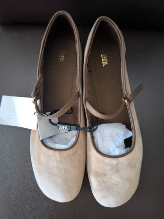 Bailarinas Zara Terciopelo Beige