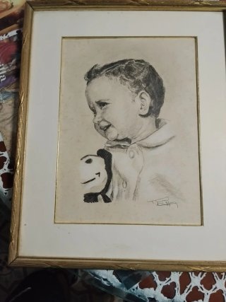 Cuadro antiguo retrato bebé