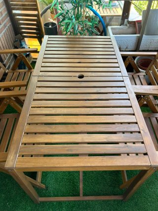 Mesa y 4 Sillas Terraza/Jardín Madera