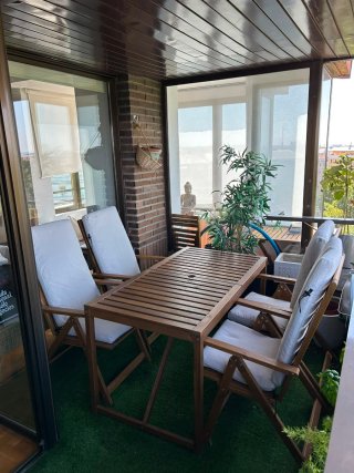 Mesa y 4 Sillas Terraza/Jardín Madera