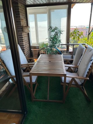 Mesa y 4 Sillas Terraza/Jardín Madera