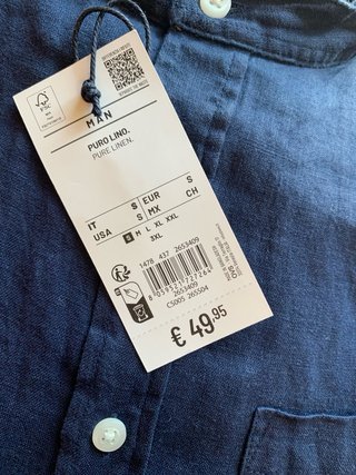 Camicia Ovs Uomo 100% Lino Blu