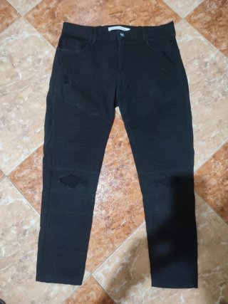 Pantalón Hombre Negro Moto Ripped Talla 44.