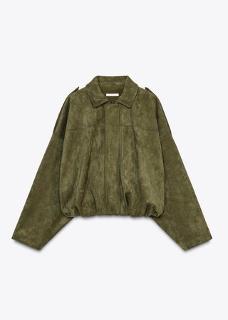 Chaqueta Zara efecto ante verde oliva T M