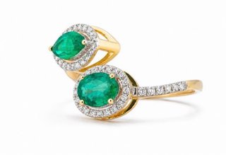 Anillo Certificado 2 Esmeraldas 53 Diamantes Oro