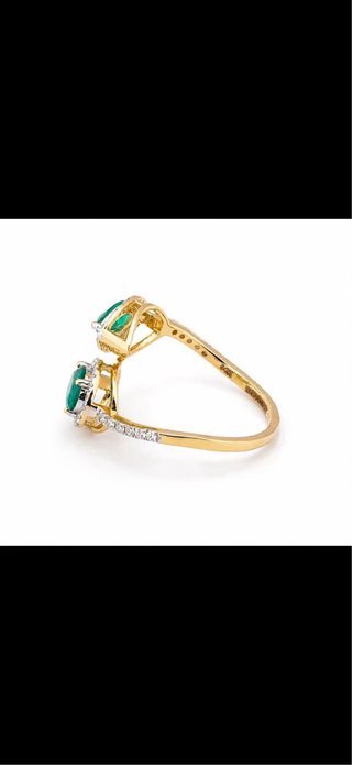 Anillo Certificado 2 Esmeraldas 53 Diamantes Oro