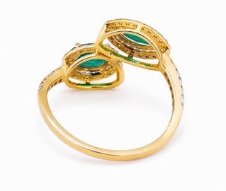 Anillo Certificado 2 Esmeraldas 53 Diamantes Oro