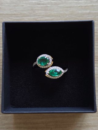 Anillo Oro 14K Esmeraldas Naturales + 53 Diamantes