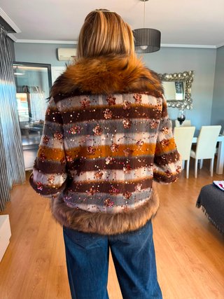 Chaqueta cuadros zorro lentejuelas