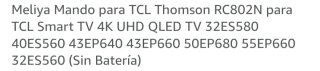 #OFERTON# MANDO TV TCL THOMSON  RC 802 SMART TV