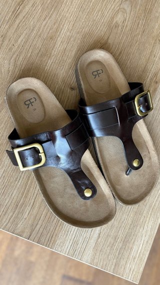Sandalias de Piel Marrón Talla 39