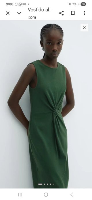 Vestido Mango verde nudo XL
