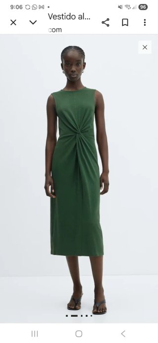 Vestido Mango verde nudo XL