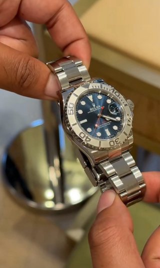 Reloj Automático Azul Plateado