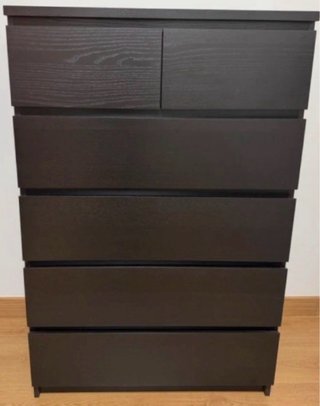 Cómoda IKEA MALM 6 cajones negro-marrón