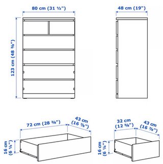 Cómoda IKEA MALM 6 cajones negro-marrón