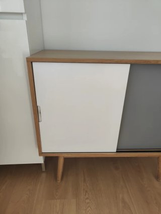 Mueble aparador madera blanco y gris