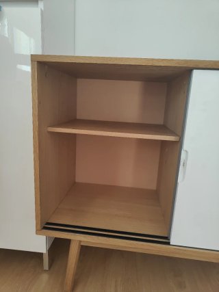 Mueble aparador madera blanco y gris